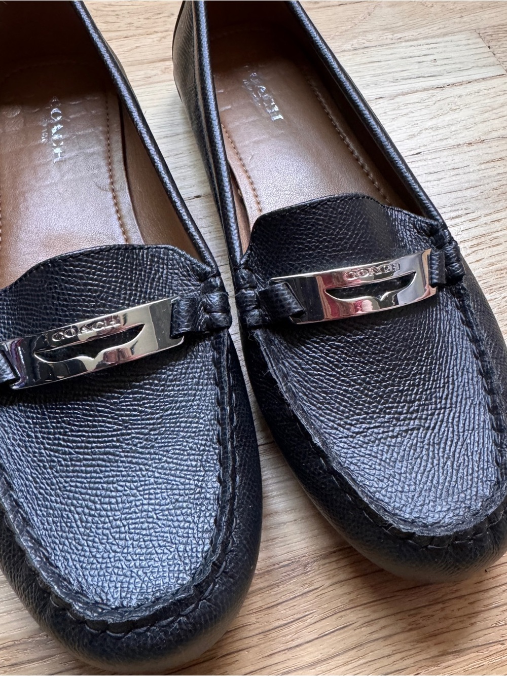 Coach Olympia Pebble Grain Leather Loafers- Women 7.5